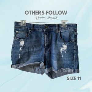 Others Follow Blue Denim Shorts with Contrast Stitching